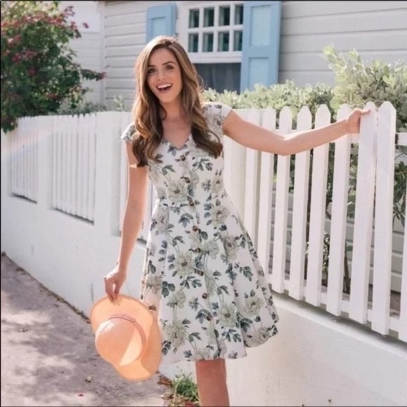 Gal Meets Glam Lilly Fit-And-Flare Dress Knee Length Floral Lined Pocket… - Picture 4 of 8